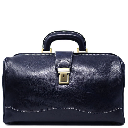 Floto Italian Leather Doctor Style Handbag Top Handle Bag Blue