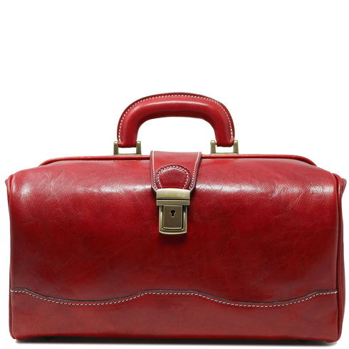 Floto Italian Leather Doctor Style Handbag Top Handle Bag red