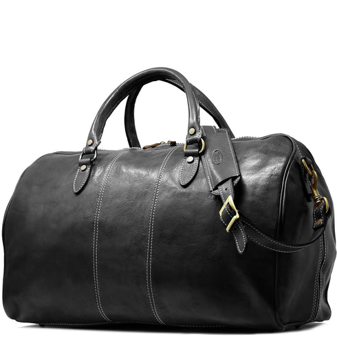 Floto Italian Leather Venezia Duffle Travel Bag Luggage black 2