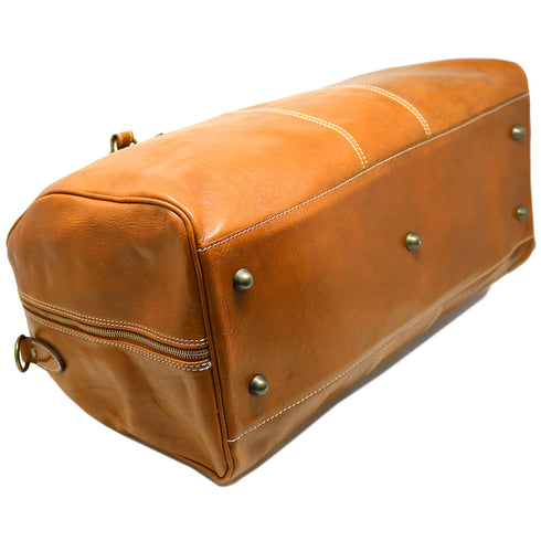 Floto Italian Leather Venezia Duffle Travel Bag Luggage olive honey brown 3