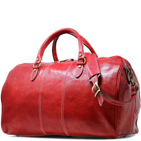 Floto Italian Leather Venezia Duffle Travel Bag Luggage red 2Floto Italian Leather Venezia Duffle Travel Bag Luggage red 3