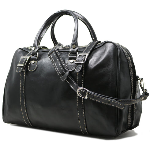 Floto Italian Leather Trastevere Duffle Bag Carryon black 2Floto Italian leather carryon duffle bag - Trastevere in Black 2