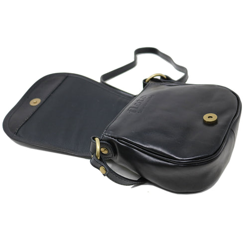 Leather Saddle Bag Cross Body Floto Venezia Black 2