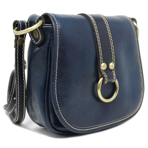 Leather Saddle Bag Cross Body Floto Venezia blue 2