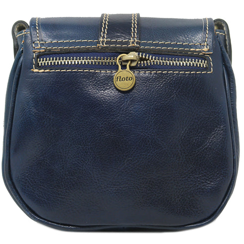 Leather Saddle Bag Cross Body Floto Venezia blue 3