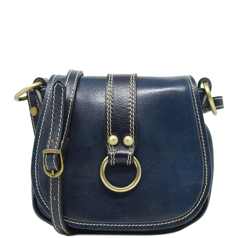 Leather Saddle Bag Cross Body Floto Venezia blue