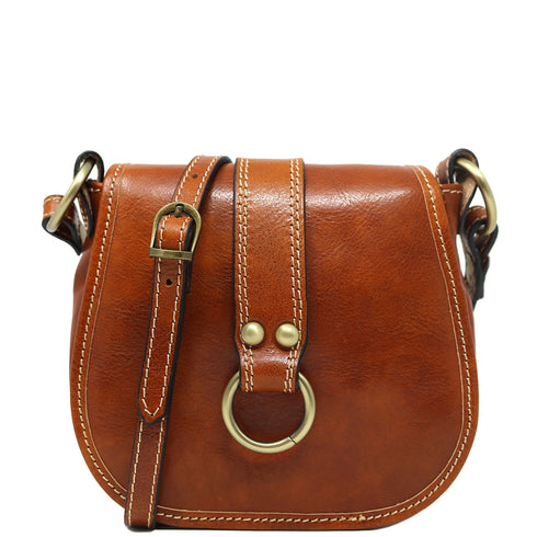 Leather Saddle Bag Cross Body Floto Venezia olive honey brown