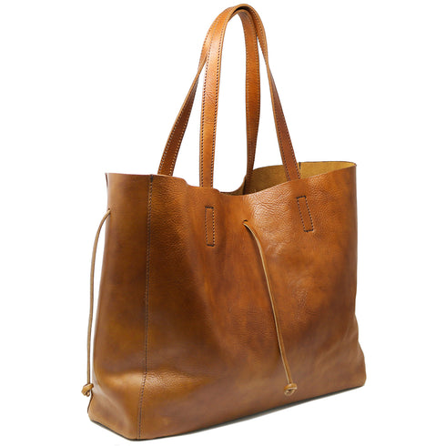Floto Chianti Beach Leather Tote Bag in Tobacco Brown. 2