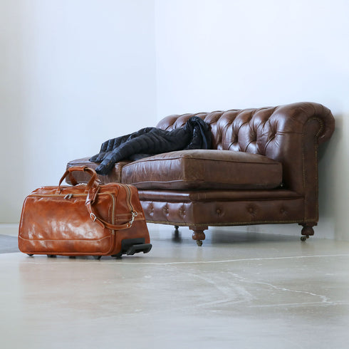 Floto Milano Italian leather rolling luggage duffle travel bag
