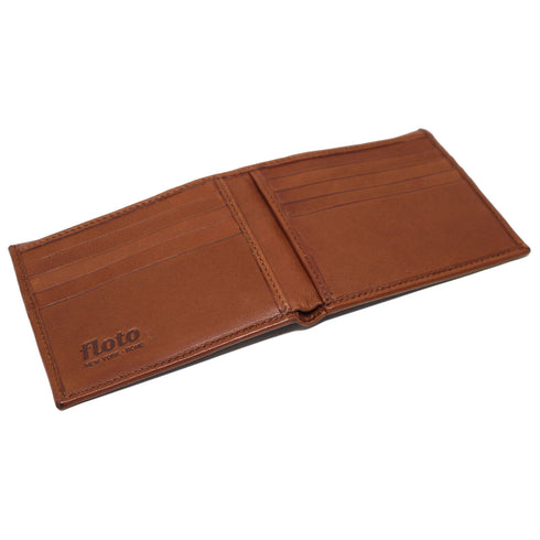 Italian Lambskin Nappa Leather Wallet Floto Billfold brown 3