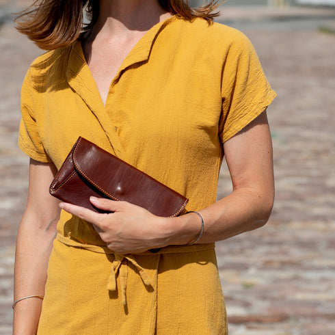 Floto Italian Leather Women's Clutch Wallet Roma brown 7