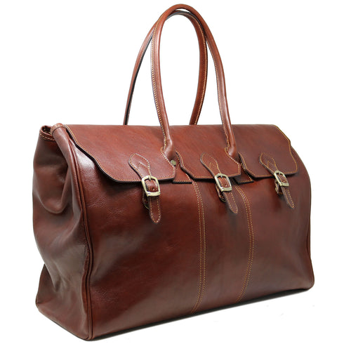 Floto Lugano Italian Leather Travel Duffle Bag Brown 2