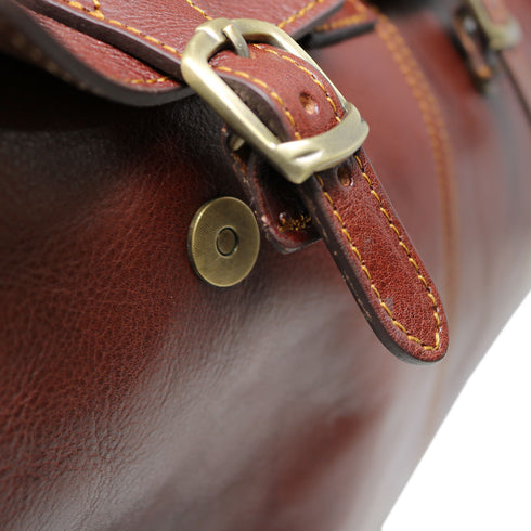 Floto Lugano Italian Leather Travel Duffle Bag Brown 3
