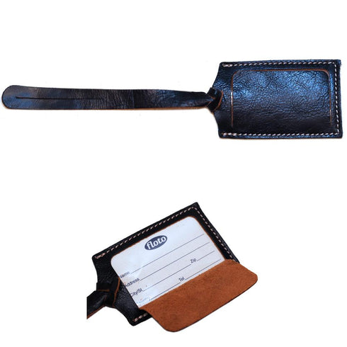 blue leather luggage tag floto