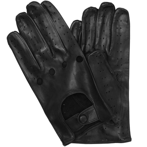 Floto men's black leather driving gloves