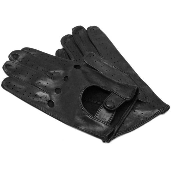 Floto men's black leather driving gloves