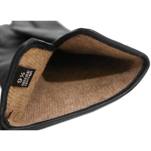 Floto men's cashmere lined black leather gloves