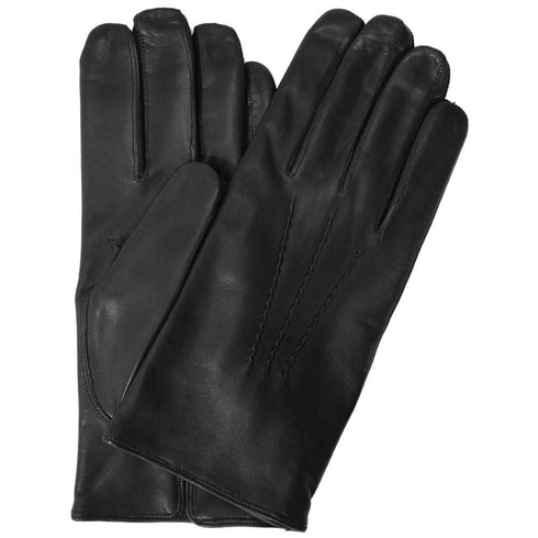 Floto men's cashmere lined black leather gloves