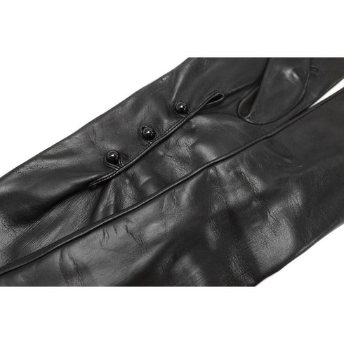 black formal leather opera gloves floto