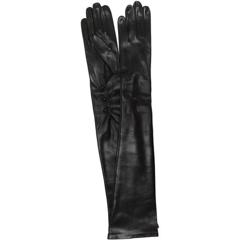 black formal leather opera gloves floto