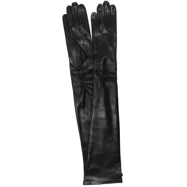 black formal leather opera gloves floto