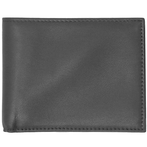 This is the Floto Firenze Billfold ID Wallet in soft Nappa lambskin leather. This the Firenze wallet in Grey. front.
