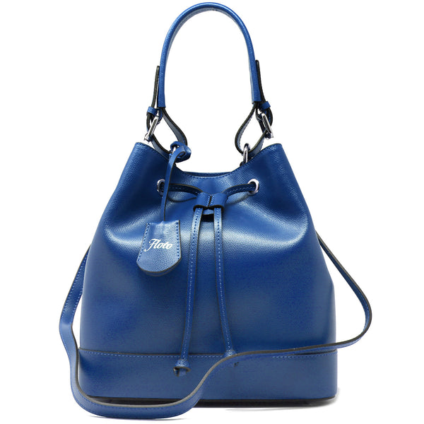 Blue leather clearance bucket bag