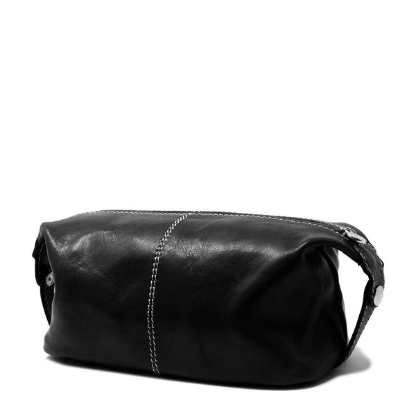 dopp veneto top zip travel toiletry bag Floto Venezia Italian Leather Dopp Kit Toiletry Bag Travel Shave Kit, Black
