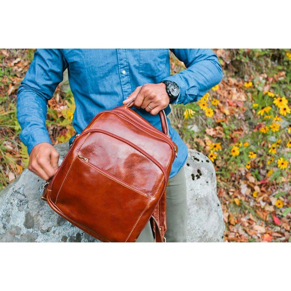 Floto Venezia Italian Full Grain Leather Backpack Bag display picture 3