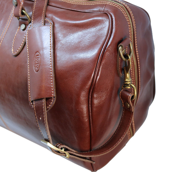 Italian Leather Duffle Bag - Burgundy – TheOXSociety