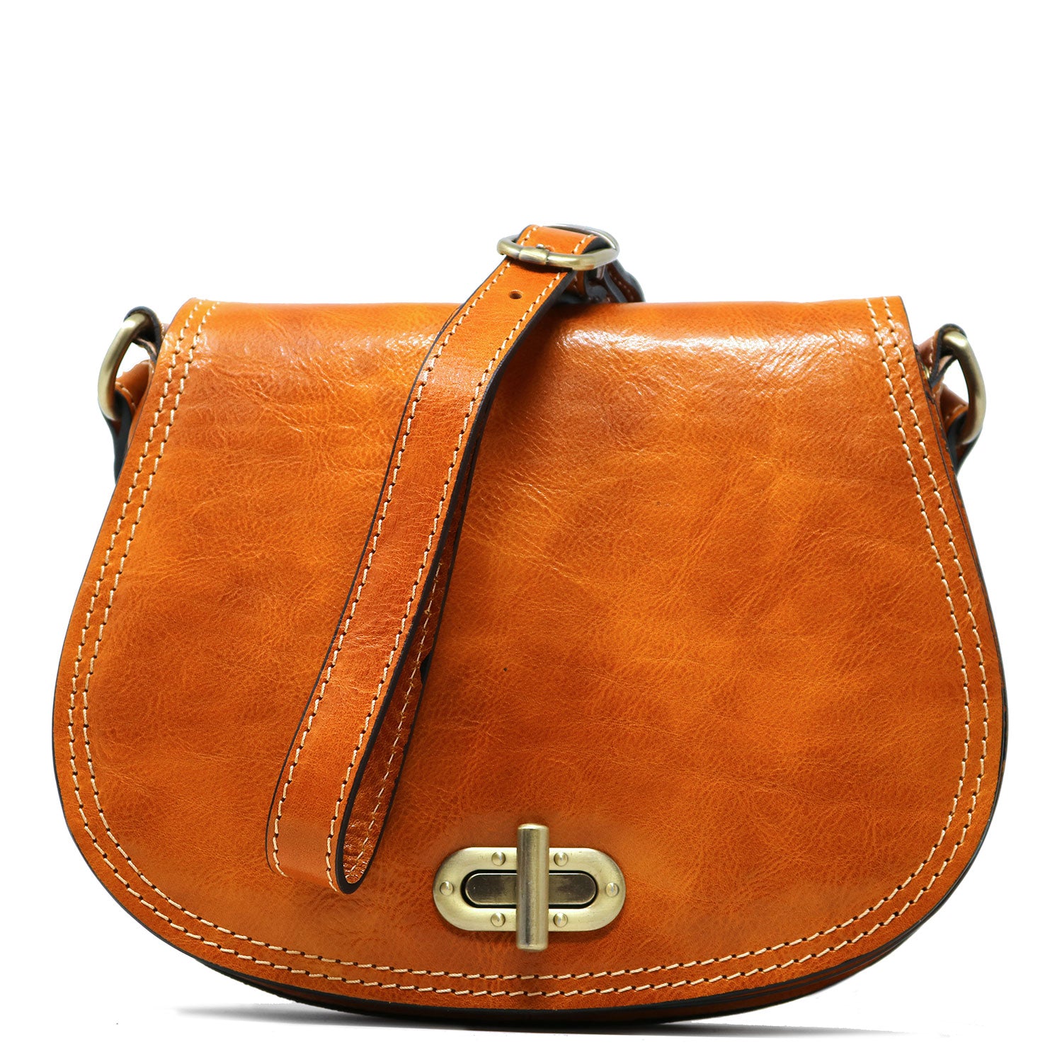 Firenze Italian Leather fashion Saddle bag crossbody