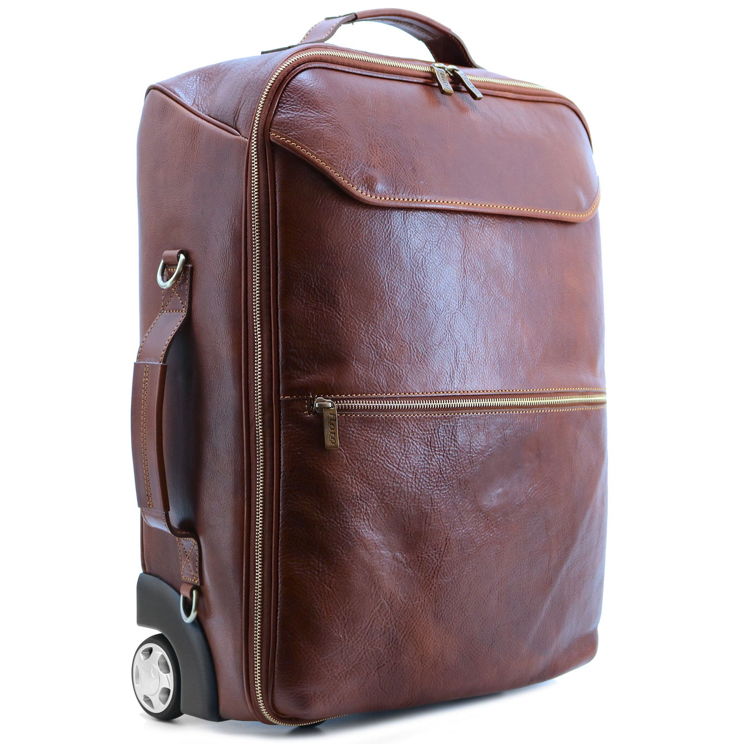 Floto Firenze Italian Leather Trolley Rolling Duffle Bag Suitcase