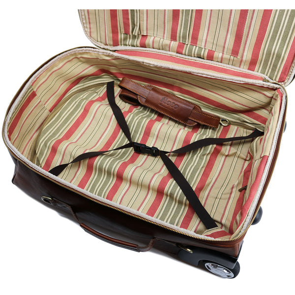 Floto Firenze Italian Leather Trolley Rolling Duffle Bag Suitcase